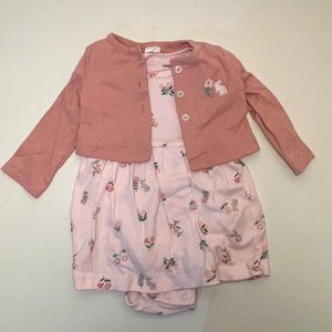 Carter's Spring Floral Dress and Cardigan with Bunny Detail